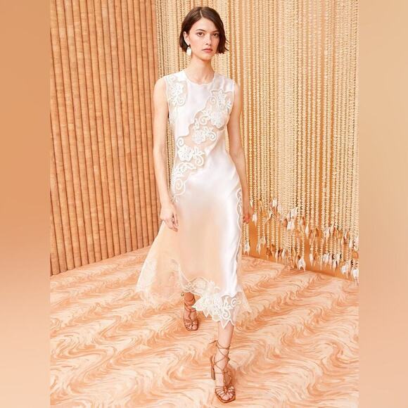 Ulla Johnson Kaia Cowrie Sheer Silk Lace Sleeveless Midi Dress Bride Bridal - Picture 2 of 14